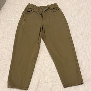 H&M Women's Olive Green Paperbag Cropped Jeans Sz 6